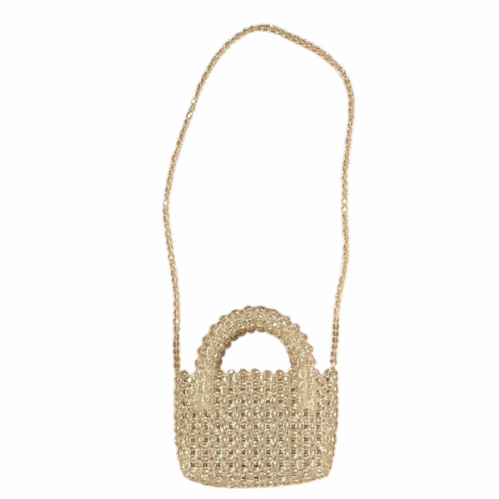 Vintage-Inspired Clear Beaded Handbag‎